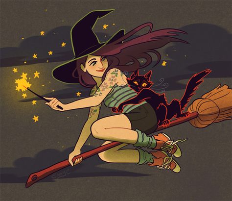 Fashionable witch--- so inspiring! Witch Flying, Modern Witch, Witch Art, A Witch, Character Design Inspiration, Artist Inspiration, Character Inspiration, The Sky, Art Inspo