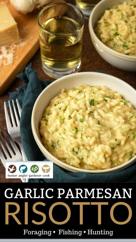 Lemon Garlic Risotto, Garlic Parm Risotto, Parm Risotto Recipes, Parmasean Risotto Recipes, Roasted Garlic Risotto, Garlic Risotto Recipes, Creamy Risotto Recipes Parmesan, Mushroom Parmesan Risotto, Rizzoto Recipes Simple