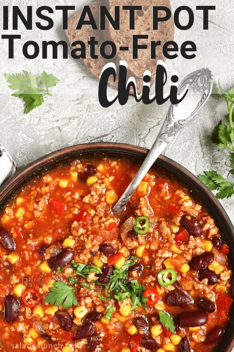 Lectin Free Chili Recipes, Tomato Free Chili, Chili No Tomatoes, No Tomato Chili, Bland Recipes, Chili Recipe No Tomatoes, Gf Soups, Tomato Chili, Chili With Beans