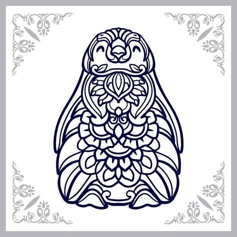 Penguin Mandala, Mandala Arts, The Penguin, Mandala Art, Penguins, Vector Art, White Background, Coloring Pages, Vector Free