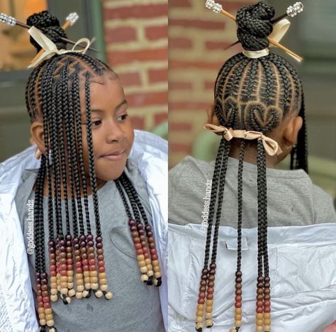 Kids braids with beads Braids With Beads Hairstyles Ideas, Empress Braids, Kids Braided Hairstyles Black Children, Braids With Beads Hairstyles, Kids Braids With Beads, Beads Hairstyles, Daughter Hairstyles, Toddler Braided Hairstyles, Black Kids Braids Hairstyles