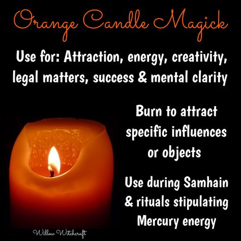 Orange Candle Magic, Candle Color Meanings Magic, Witchcraft Candle Magic, Candle Magic Colors, Candle Meanings, Candle Magik, Candle Magick Spells, Candle Meaning, Candle Color Meanings