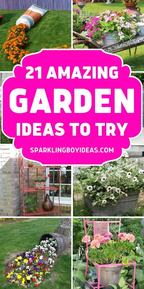 #gardentips #garden #gardenhacks Diy Garden Ideas, Small Flower Gardens, Tattoo Plant, Unique Garden Art, Backyard Flowers, Flower Garden Design, Garden Decor Projects, Garden Crafts Diy, Garden Yard Ideas