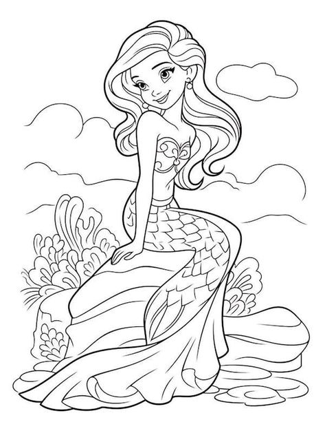 Under The Sea Coloring Pages, Ariel Coloring Pages, Our Mindful Life, Easy Disney Drawings, Dragon Coloring Page, Mermaid Coloring Pages, Free Adult Coloring Pages, Fairy Coloring Pages, Coloring Page Ideas