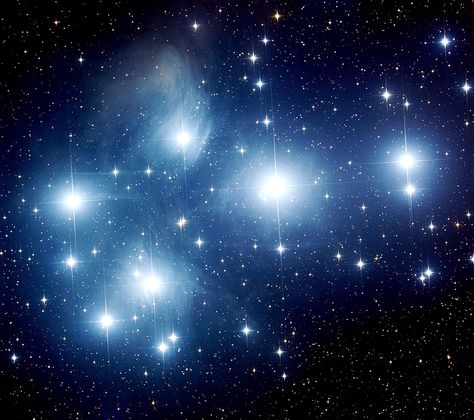 The Pleiades also known as the Seven Sisters and Messier 45, are an open star cluster containing middle-aged, hot B-type stars located in the constellation of Taurus. It is among the nearest star clusters to Earth and is the cluster most obvious to the naked eye in the night sky. M45 Pleiades, Pleiades Star Cluster, Triangulum Galaxy, Telescope Hubble, Hubble Pictures, Nebula Wallpaper, Helix Nebula, The Pleiades, Astronomical Telescope