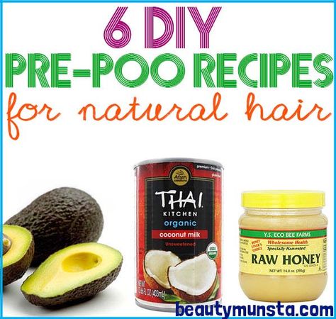 6 Pre-Poo Recipes for Natural Hair - beautymunsta - free natural beauty hacks & more! Diy Pre Poo, Pre Poo Recipe, Pre Poo Natural Hair, Natural Hair Recipes, Natural Beauty Hacks, Natural Beauty Treatments, No Poo, Natural Hair Updo, Natural Haircare