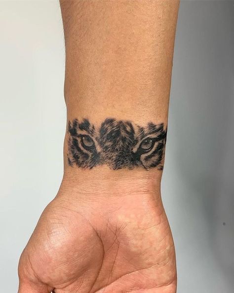 White Tiger Eyes Tattoo, Eye Of A Tiger Tattoo, Tiger Eye Tattoo Men, Tiger And Human Eye Tattoo, Tattoo Ideas Eyes Design, Wrist To Hand Tattoo Men, Tiger Tattoo Eyes, Guys Tattoos Arm, Men Tiger Tattoo