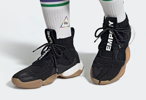 Pharrell x adidas Crazy BYW X “Gratitude” Collection Pharrell Williams Poster, Pharrell Williams Black And White, Happy Pharrell Williams, Pharrell Williams Happy Song, Basketball Silhouette, Adidas Pharrell Williams, Adidas Crazy, Black Gums, Pharrell Williams