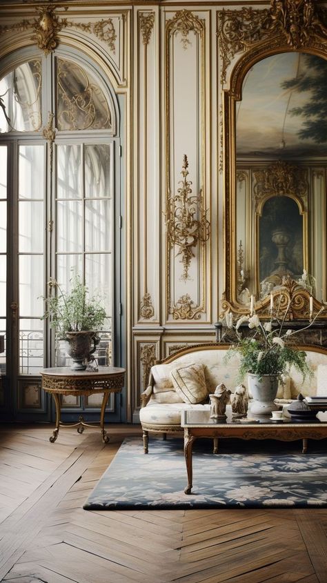 Interior Design Parisian Style, Parisian Style Interior, Window Decor Ideas, Parisian Room, Modern Parisian Apartment, Baroque Interior Design, Parisian Interior Design, Baroque Interior, Chateaux Interiors