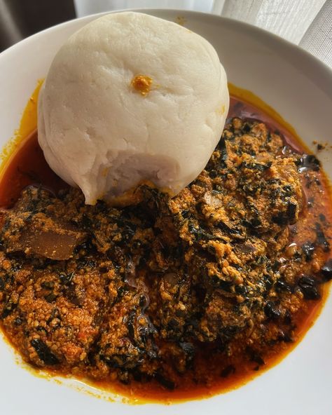 Egusi And Pounded Yam, Pounded Yam And Egusi Soup, Beans Porridge, Plantain Fries, Pounded Yam, Juicy Food, Egusi Soup, Glazed Turkey, Nigeria Food