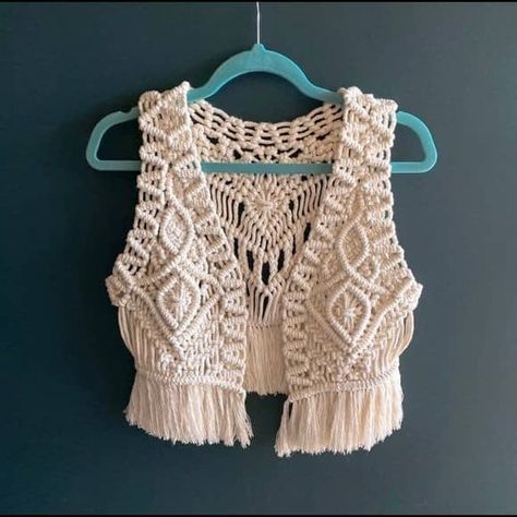 Macrame Vest, Simpul Makrame, Macrame Clothes, Pola Macrame, Makramee Diy, Macrame Knots Pattern, Macrame Dress, Mode Crochet, Estilo Hippie