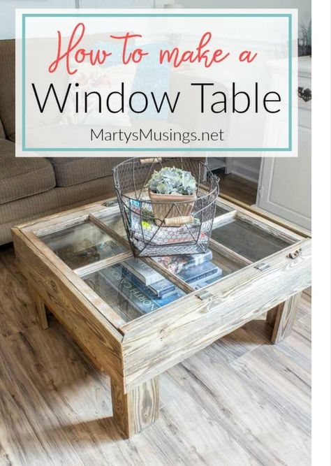 I absolutely love this idea! Whether you're replacing old windows or found one, making it into a coffee or side table really brings it back to life. Awesome! Make A Window, Window Coffee Table, Shabby Chic Dining Room, Window Table, Chic Dining Room, Shabby Chic Dining, Shabby Chic Home, Shabby Chic Living, Shabby Chic Room