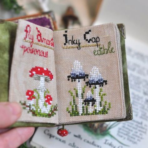 Embroidered Needle Book, Creative Cross Stitch, Ways To Display Cross Stitch, Cottagecore Cross Stitch Pattern, Cross Stitch Display Ideas, Cross Stitch Crafts, Cross Stitch Aesthetic, Cottagecore Cross Stitch, Cross Stitch Journal