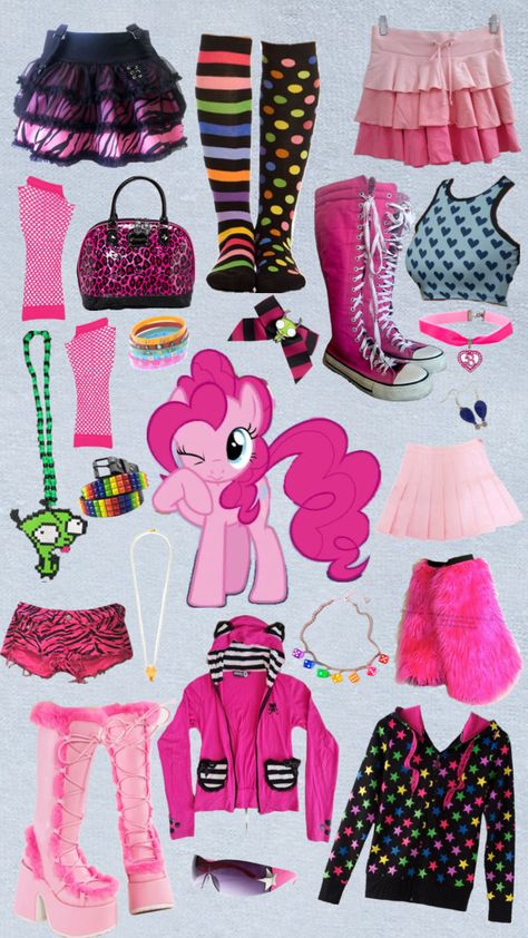 #mlp #mlpfim #mylittlepony #pinkiepie 2000s Outfit Ideas, Scene Emo Aesthetic, Mlp Cosplay, Scene Clothing, My Little Pony Costume, Dream Kids, Scene Outfits, Character Inspired Outfits, Scene Kids