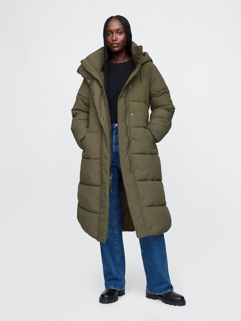 Big Puff Coat | Gap Extra Long Puffer Coat, Women’s Winter Jackets, 2024 Coat Trends, Winter Coats 2024, Winter Coats Women Cold Weather, Puffy Winter Coat, Long Winter Coats Women, Forbidden Forest, Brown Puffer