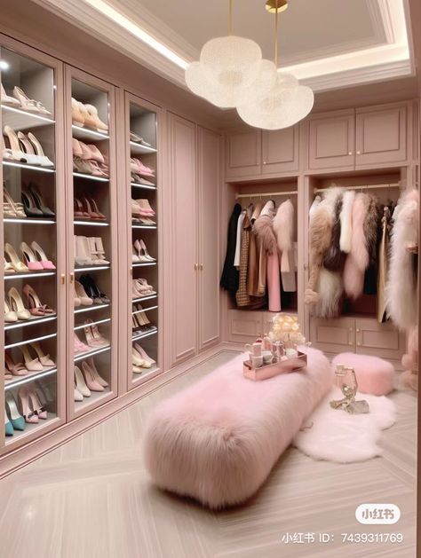 Pink Rich Aesthetic, Apartment Wardrobe, Pink Dressing Room, Girly Wardrobe, Princess Pilates, Pink Closet, Dream Bedroom Inspiration, Dream Closet Design, Luxury Closets Design