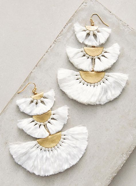 One Stop Shop: Pre-Fall Pieces From Anthropologie - Inspired By This White Tassel Earrings, Diy Makeup Bag, Bag Jewelry, Tassel Jewelry, Best Jewelry Stores, Diy Makeup, Diy Schmuck, Fabric Jewelry, Circle Earrings