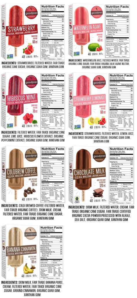 Ingredients & Nutritional Info. Can be found here: www.goodpops.com. Made with whole, all-natural ingredients. #goodpop Popsicle Packaging, Popsicle Shop, Popsicles Packaging, Gourmet Popsicles, Frozen Fruit Bars, Healthy Popsicle Recipes, Ice Pop Recipes, Fruit Bars, Ice Cream Business