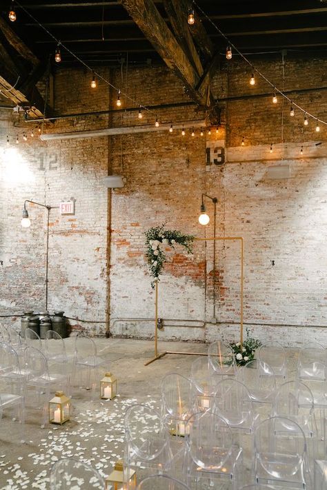 Industrial Modern Wedding, Industrial Wedding Decor, Elegant Wedding Themes, Industrial Chic Wedding, Ghost Chairs, Beer Hall, Loft Wedding, Warehouse Wedding, Ceremony Inspiration