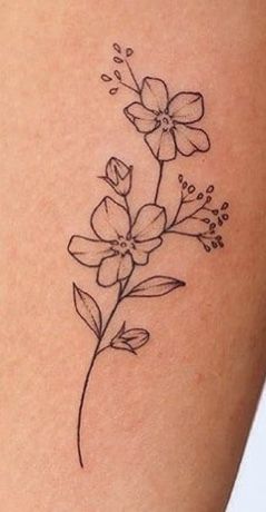 Large Simple Tattoos For Women, Simple Dogwood Flower Tattoo, Simple Flower Leg Tattoo, Flower Tattoos No Shading, Hawthorne Flower Tattoo Simple, Unique Matching Tattoos Mother Daughters, Simple Leg Tattoos Women, Color Bone Tattoos For Women, Simple Floral Tattoo