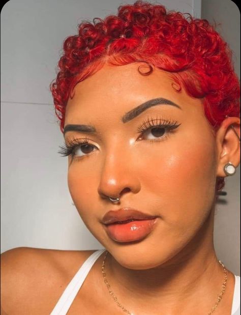 Big Chop Red Hair, Short Red Natural Hair Black Women, Red Short Hair Black Women, Short Curly Hairstyles Pictures, Dyed Twa, Short Dyed Hair Black Women, Dyed Short Natural Hair, Nana Hairstyle, Curly Hairstyles Pictures