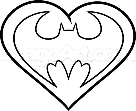 how to draw a batman heart step 5 Batman Valentines Drawing, Batman Bf Gifts, Simple Batman Drawing, Heart Shaped Painting Ideas, Batman Love Letter, Batman Valentines Cards, Cute Batman Drawing, Batman Sketch Easy, Batman Logo Drawing