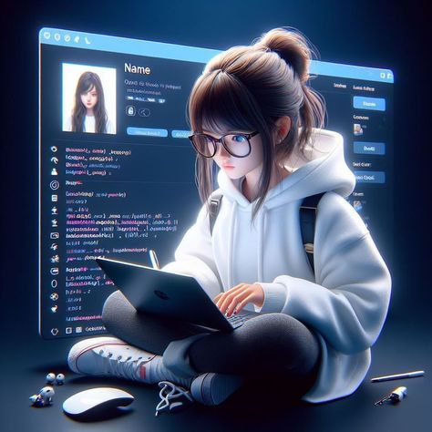 Girl Wallpaper Laptop, Anime Photo Profile Cool, Programmer Girl, Coder Girl, Hacker Girl, Tech Girl, Anime Show, Beautiful Profile Pictures, Girly Dp