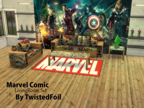 Sims 4 Cc Nerd Decor, Sims 4 Marvel Decor, Sims 4 Avengers Cc, Sims 4 Cc Marvel Decor, Sims 4 Cc Star Wars Decor, Sims 4 Cc Marvel, Ts4 Cc Living Room Clutter, Marvel Decor, Marvel Bedroom