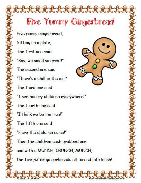 NMPFKF-Five_Yummy_Gingerbread_Poem 5 Little Gingerbread Men, Poems About Christmas, Gingerbread Poem, Gingerbread Man Preschool, Cookie Song, Preschool Poems, Gingerbread Man Activities, Gingerbread Activities, Circle Time Songs