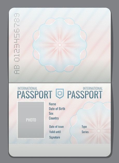 Blank open passport template isolated ve... | Premium Vector #Freepik #vector #citizenship #passport #paper-illustration #sheet Open Passport, International Passport, Passport Template, About Blank, Passport Card, Credit Card App, Passport Online, Id Card Template, Passport Stamps