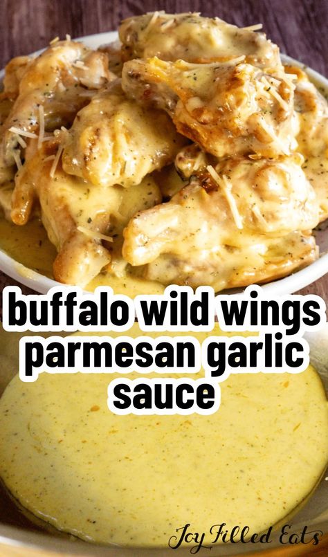 This Buffalo Wild Wings Parmesan Garlic Sauce Recipe is the perfect copycat recipe! You'll never need to order out for wings again! Wings Garlic Parmesan, Parmesan Garlic Sauce, Buffalo Wild Wings Sauces, Pumpkin Recipes Keto, Parmesan Wing Sauce, Parmesan Wings, Garlic Parmesan Wings, Wing Sauce Recipes, Garlic Sauce Recipe