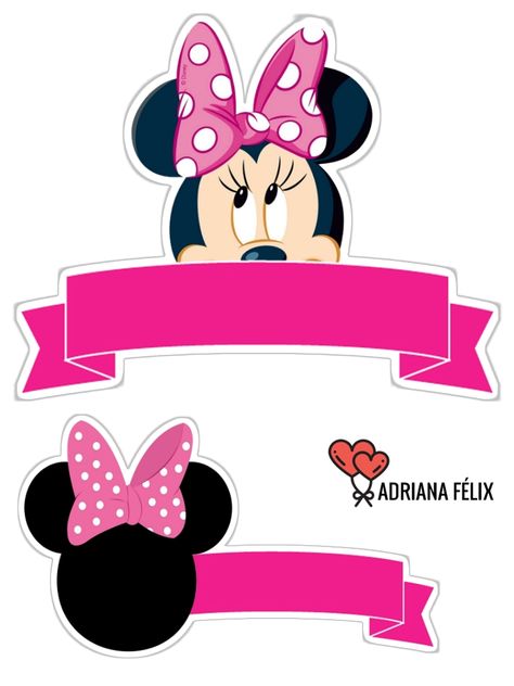 Minnie Mouse Banner Printable Free, Minnie Mouse Template Printables Free, Minnie Mouse Cake Topper Free Printable, Minnie Mouse Topper, Topper Minnie Mouse, Minnie Mouse Template, Minnie Mouse Printables, Minnie Mouse Bedroom, Half Birthday Baby