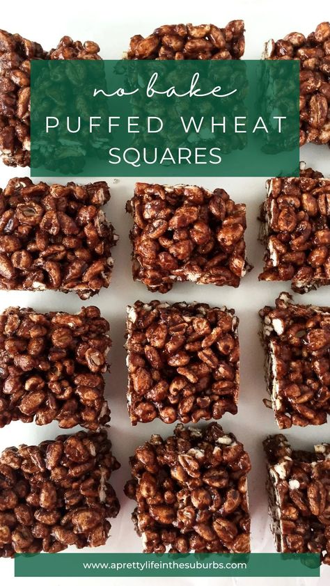 Wheat Puff Squares, Puffed Wheat Cereal Recipes, Wheat Puff Recipe, Puff Wheat Cake, Chocolate Puffed Wheat Squares, Puffed Wheat Squares No Corn Syrup, Puffed Wheat Squares Gooey, Puff Wheat Squares, Puffed Wheat Cake