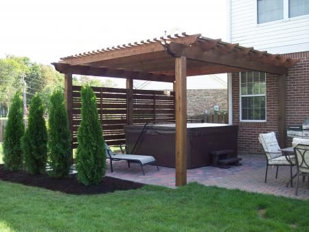 Oversized pergola for hot tub patio. Whirlpool Deck, Hot Tub Privacy, Hot Tub Pergola, Hot Tub Landscaping, Hot Tub Patio, Hot Tub Designs, Outdoor Hot Tub, Hot Tub Gazebo, Diy Hot Tub