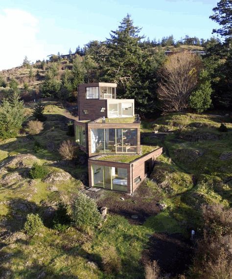 Tiered House, Modern Family House, Slope House, Architecture Company, Hillside House, Retreat House, San Juan Island, Small Houses, Eco House