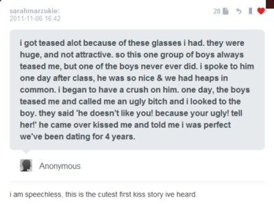 the sweetest thing ive ever read. <3 First Kiss Stories, Kiss Stories, Books And Tea, Faith In Humanity Restored, Gives Me Hope, Humanity Restored, Sweet Stories, Cute Love Stories, Cute Stories