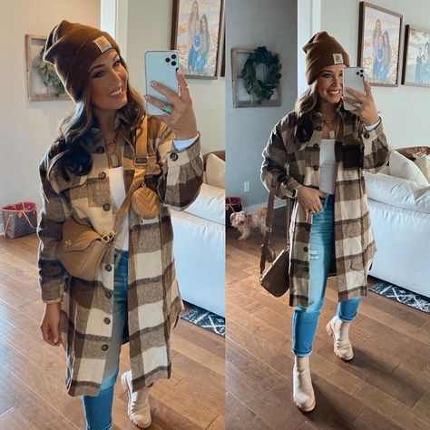 Plaid Shacket, Womens Jackets Casual, Jacket With Pockets, Plaid Coat, Womens Casual, Long Style, Shirt Long Sleeve, Casual Jacket, Leisure Wear