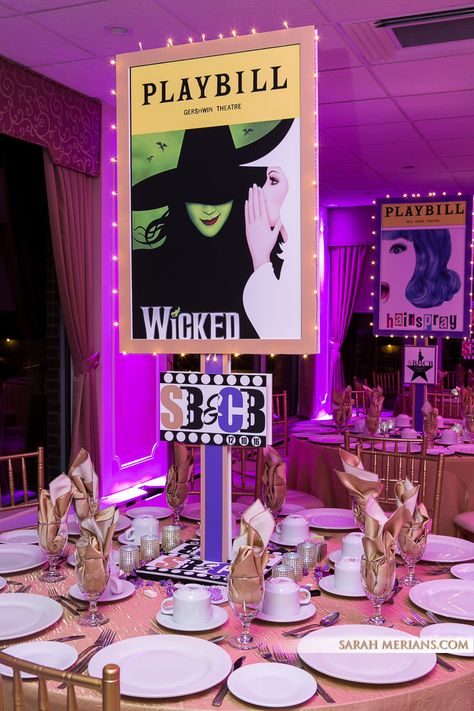 Broadway Musicals Party, Broadway Sweet 16, Bar Mitzvah Decorations, Broadway Theme, Mitzvah Centerpieces, Theatre Party, Broadway Party, Brit Milah, Bnai Mitzvah