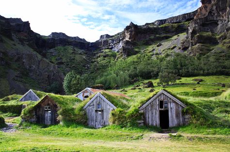 Norway Cabin, Iceland House, Turf Roof, Skaftafell National Park, Turf House, Earth Sheltered Homes, Natural Building Materials, Fairytale House, Earth Sheltered