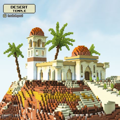 If you wish to support my work so that I can keep on doing stuff like this, you can support me via patreon and get schematics in return! Egypt Minecraft Builds, Minecraft Indian Temple, Badlands Builds Minecraft, Desert Buildings Minecraft, Badlands Minecraft Builds, Desert Palace Minecraft, Minecraft Sun Build, Minecraft Desert Building Ideas, Desert Temple Minecraft