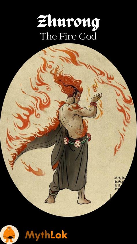 Zhurong: The Fire God Chinese Gods And Goddesses, Manga Villain, Chinese Deities, Chinese Demon, God Of Sun, Chinese Gods, God Of Fire, Fire God, Chinese God