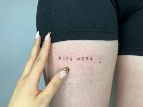 Kiss
Kiss here
😘 
Script tattoo 
Script Kiss Here Tattoo, Tattoo On Scar, Scars Tattoo, Tattoo Over Scar, Tattoos To Cover Scars, Script Tattoo, Scar Tattoo, Drawing S, Oakville Ontario