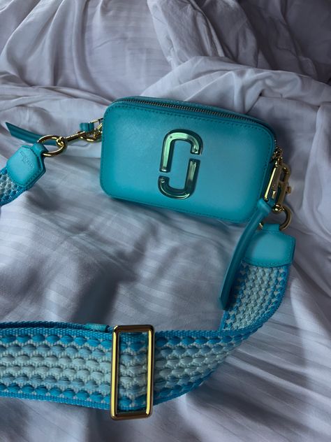 marc jacobs snapshot teal luxury bag summer current trends trendy bags purse shoulder bag Teal Purse, Teal Bag, Marc Jacobs Snapshot Bag, Purse Outfit, My Style Bags, Trendy Purses, Trendy Bags, Luxury Bags Collection, Purse Essentials