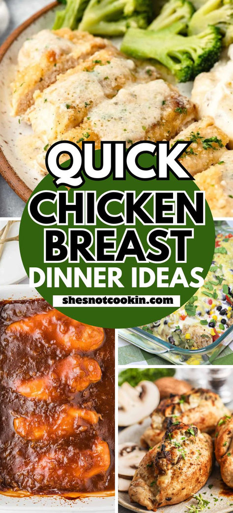 Photo collage of easy baked chicken recipes. Quick Recipes With Chicken Breast, Cheap Healthy Chicken Recipes, Chicken Cooked On Stove Top, Light Chicken Dinner Recipes Healthy, Chicken Breastrecipes Boneless Stovetop, Chicken Breast Dinner Ideas Easy Quick, Recipes For Chicken Breast Easy, Chicken Breast One Pot Meals, Recipes For Boneless Chicken Breast