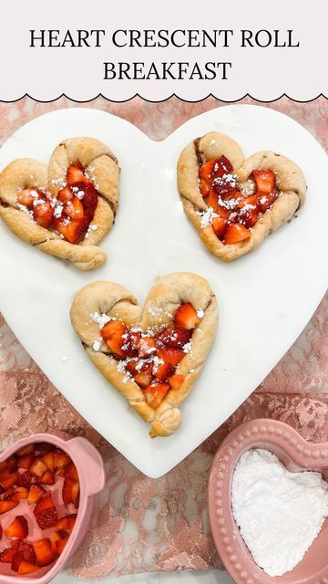 Valentine Crescent Rolls, Heart Shaped Crescent Rolls, Crescent Roll Hearts, Nutella Crescent Rolls, Crescent Roll Breakfast, Valentine Dessert, Valentines Breakfast, Wednesday Friends, Breakfast Crescent Rolls