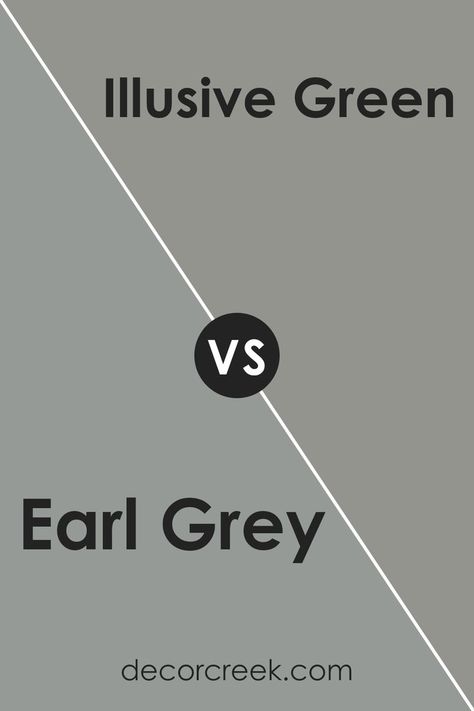 Earl Grey SW 7660 by Sherwin Williams vs Illusive Green SW 9164 by Sherwin Williams Sherwin Williams Illusive Green, Illusive Green, Dynamic Character, Trim Colors, Muted Green, Earl Gray, Earl Grey, Coordinating Colors, Paint Color