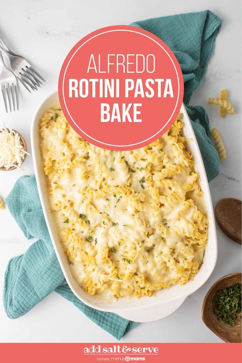 Alfredo Rotini Pasta Bake is an easy, cheesy, delicious casserole. Using prepared Alfredo sauce makes prep a cinch—just 15 minutes to prep for the oven. Rotini Pasta Recipes, Alfredo Pasta Bake, Vegetarian Alfredo, Pasta With Alfredo Sauce, Pasta Casserole Recipes, Pasta Recipes Alfredo, Rotini Pasta, Baked Pasta Recipes, Alfredo Recipe