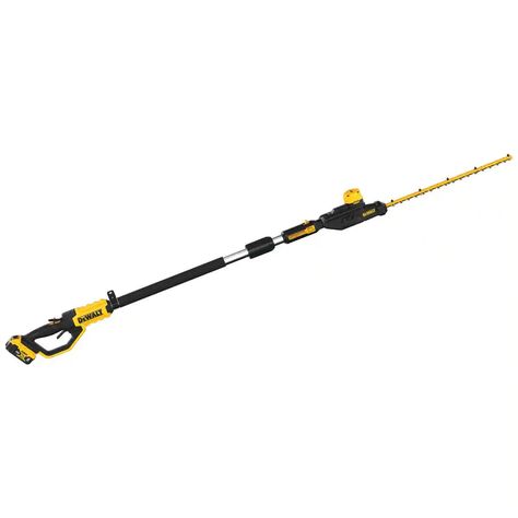 Make yard work easier with this DeWalt 20V Max Pole Hedge Trimmer. The 22-in laser cut blades let you quickly cut branches up to 1-in. thick, and a 7-position articulating head that rotates up to 180 degrees enables angle customization. For optimal cutting performance, this trimmer provides a 1-in. cutting capacity and gap with a 12-ft. maximum reach. Clean Fast, Dewalt Tools, Hedge Trimmer, Milwaukee M18, Hedge Trimmers, Pack Light, Cordless Tools, Charger Accessories, Trim Kit