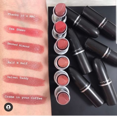 Mac Lipstick Collection, Mac Lipstick Swatches, Pale Skin Makeup, Lip Scrub Diy, Makeup List, Lip Makeup Tutorial, Swag Makeup, Lipstick Collection, Makeup Tattoos