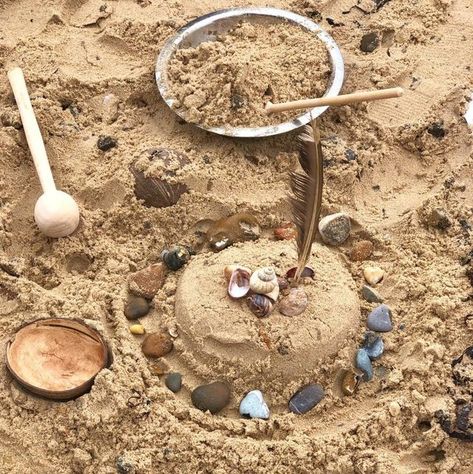 Hygge in the Early Years on Instagram: "🐚 Simple Sand Play 🐚   Take a few containers, a sieve, some spoons to the beach. Make sand pies, decorated with pebbles and shells 🐚 lovely activity from one of our members 🌿  #hyggeintheearlyyears #hygge #outdoorclassroom  #simpleplay" Hygge Activities, Sand Play, Outdoor Classroom, Early Years, Spoons, Take A, The Beach, Shells, Take That